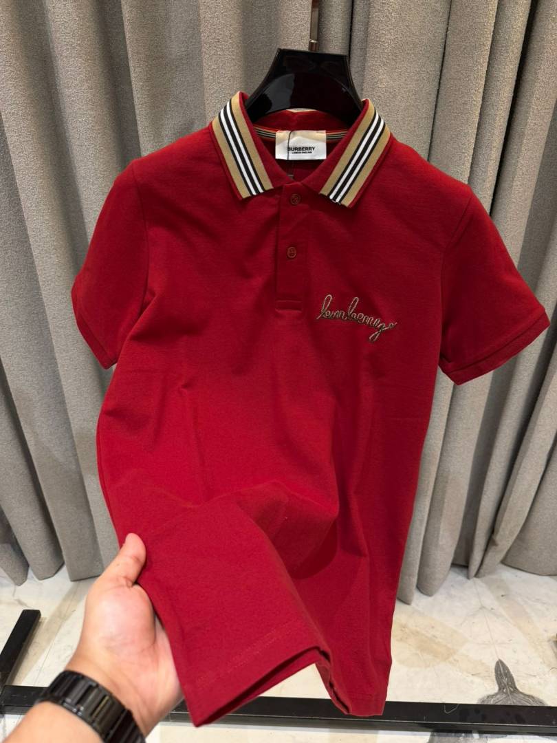 Burberry Chest Logo Polo T-shirt Maroon