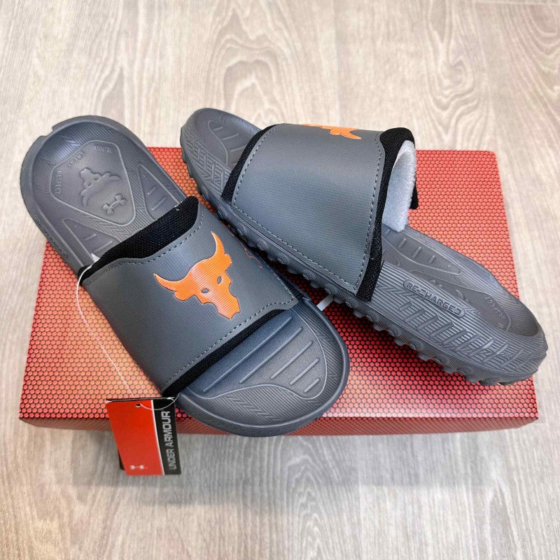 Under Armor Project Rock 3 Grey Orange Flip-Flop