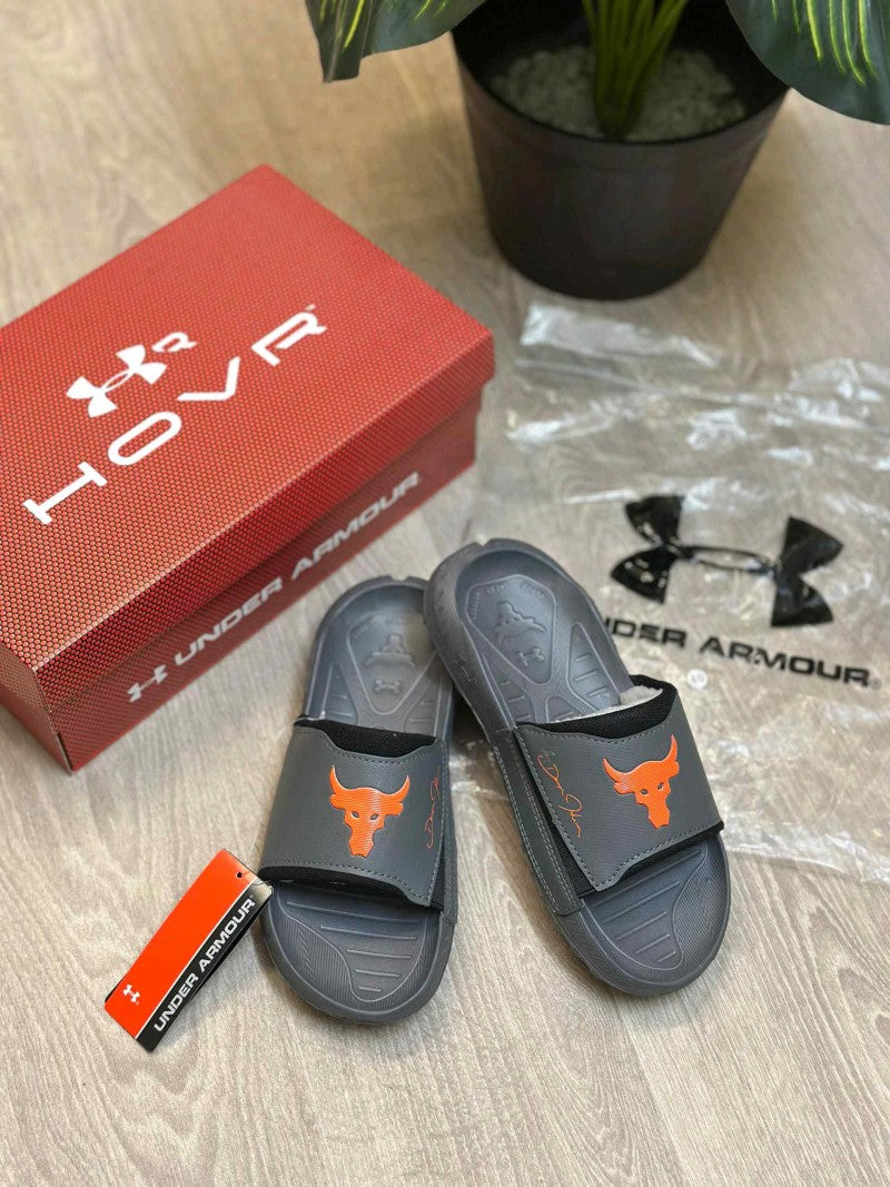 Under Armor Project Rock 3 Grey Orange Flip-Flop