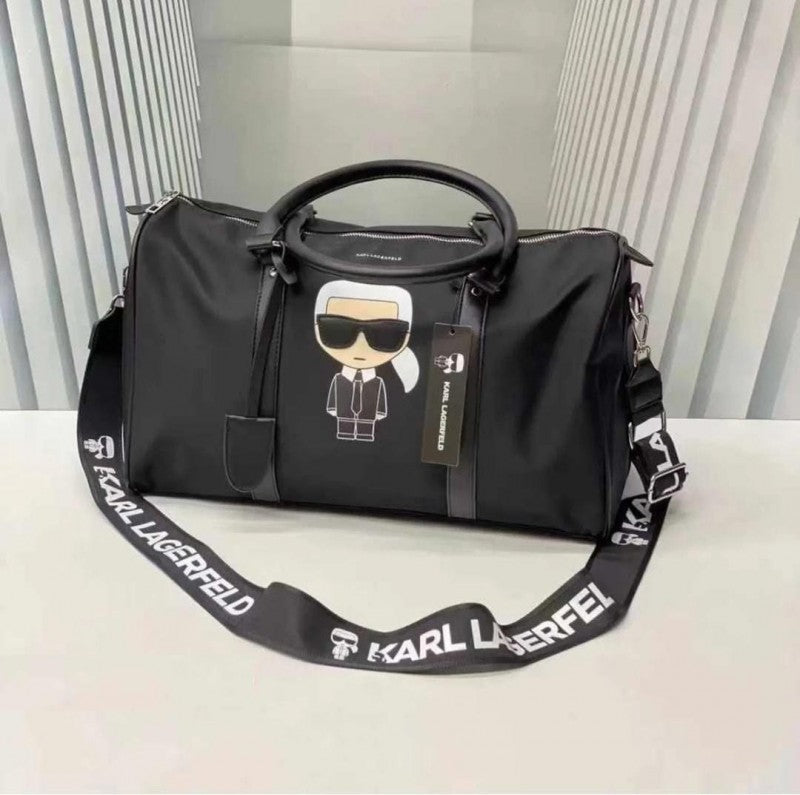 KARL LAGERFELD Premium Duffle Messenger Bag With Dust Bag (Black - 222)