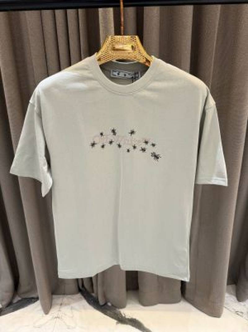 Of white Round Neck T-shirt Grey