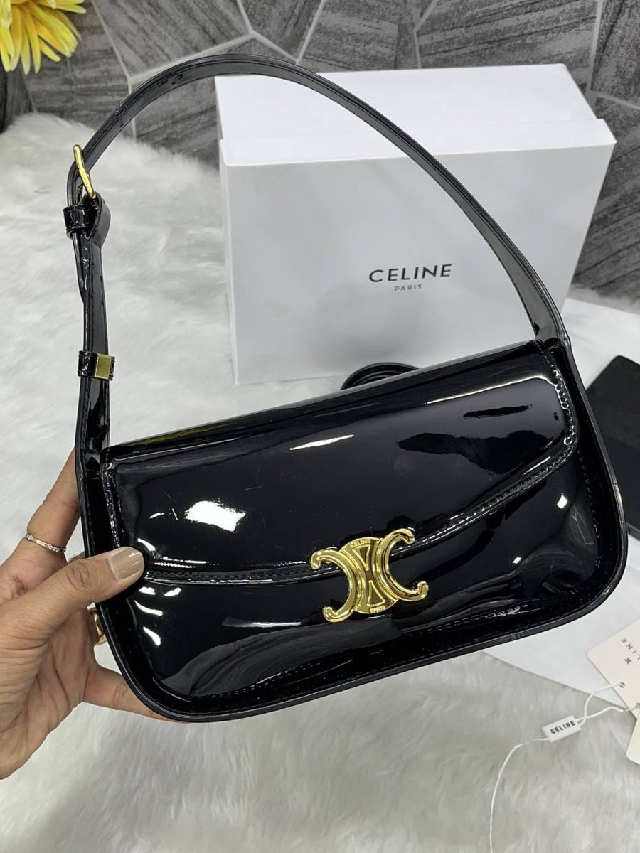 Celine Terence Black Shoulder Bag With Original Box & Long Belt