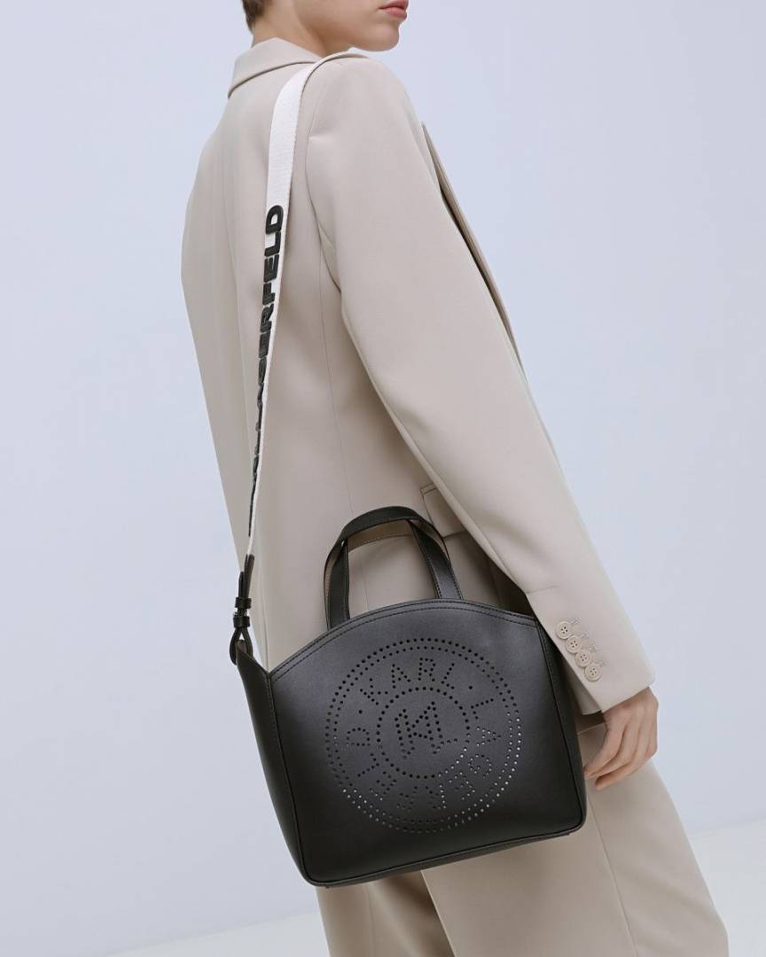 Karl_Lagerfield_Black_KCircle_Perforated_Small_Tote_Bag_With_Original_Dustcover
