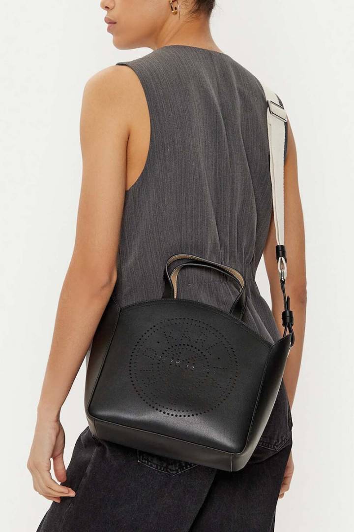 Karl_Lagerfield_Black_KCircle_Perforated_Small_Tote_Bag_With_Original_Dustcover