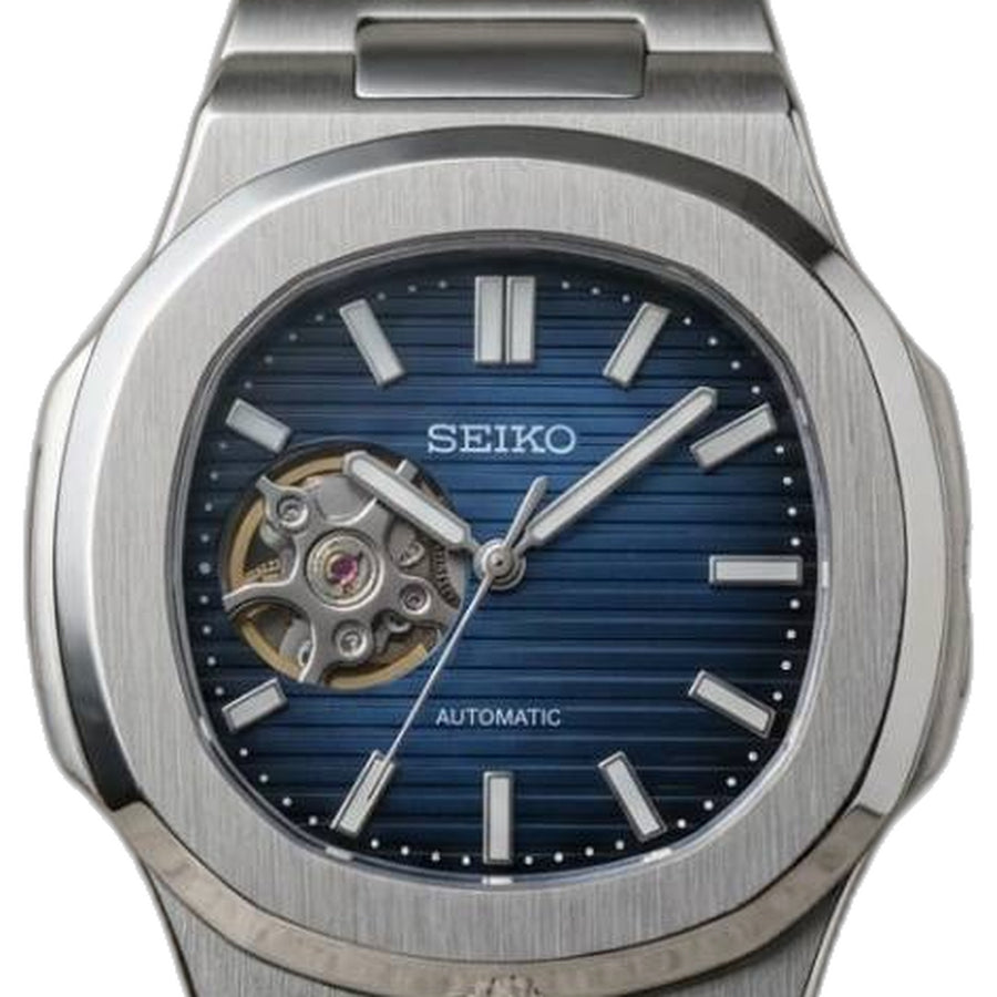 Seiko Mod Nautilus Phantom Open Heart Automatic Silver-Blue