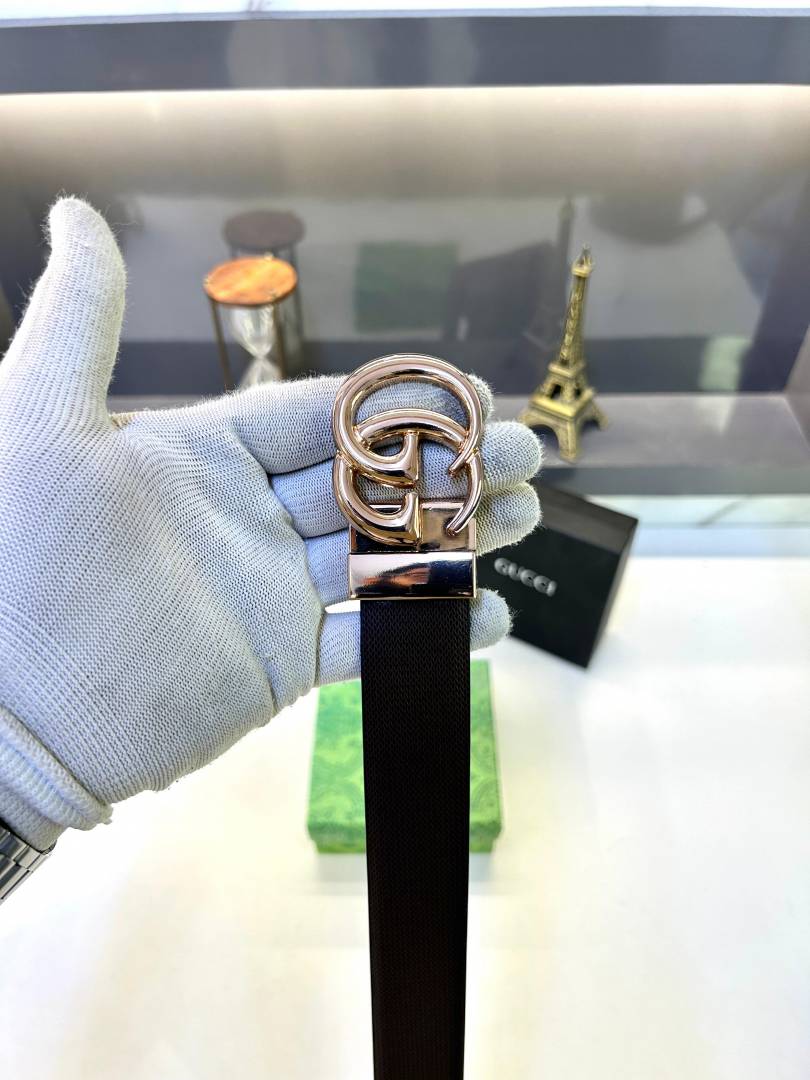 Gucci Glossy Golden Reversible Belt Fa 668
