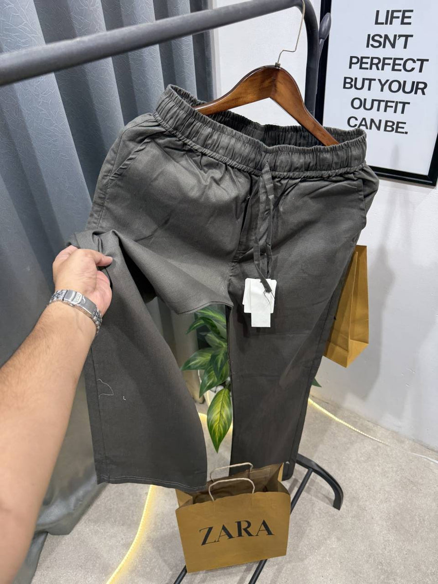 Zarra Summer imported linen trouser olive