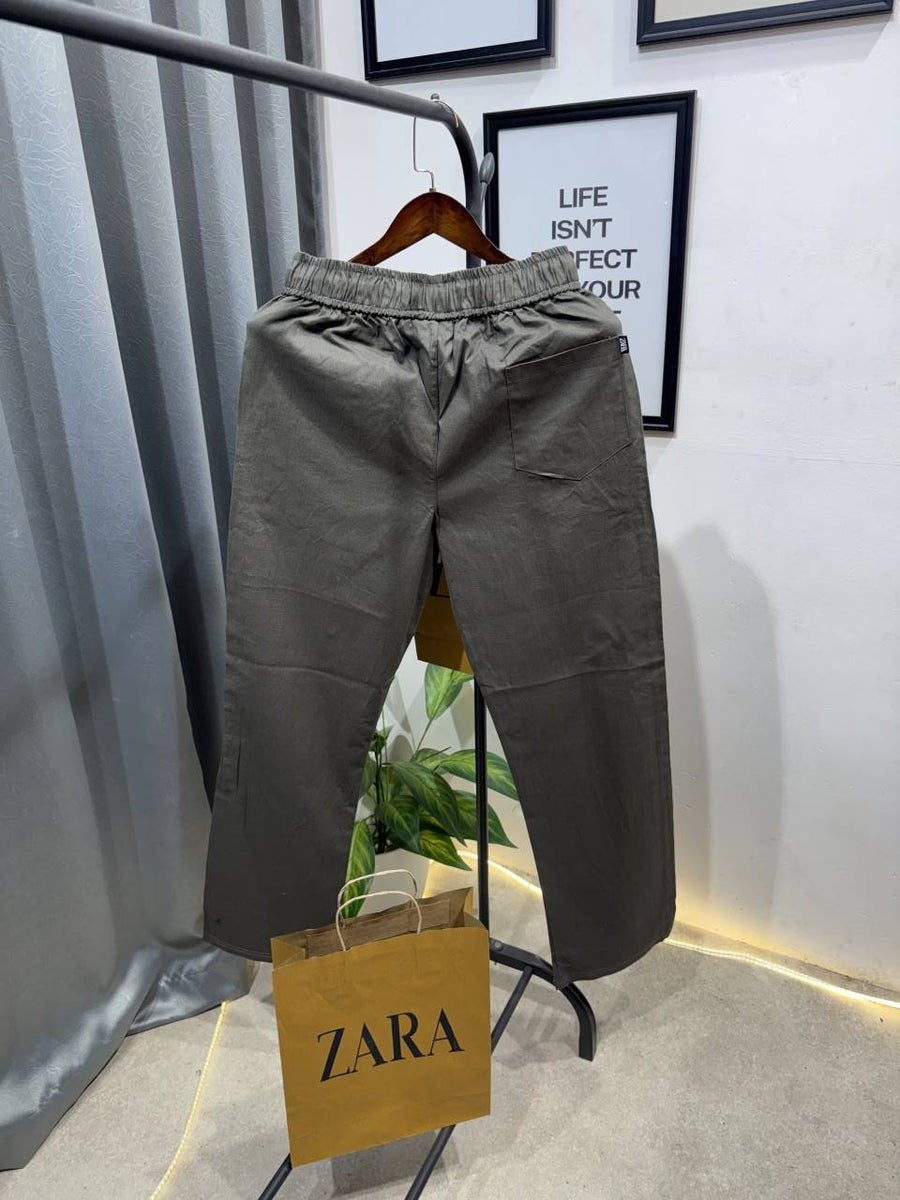 Zarra Summer imported linen trouser olive