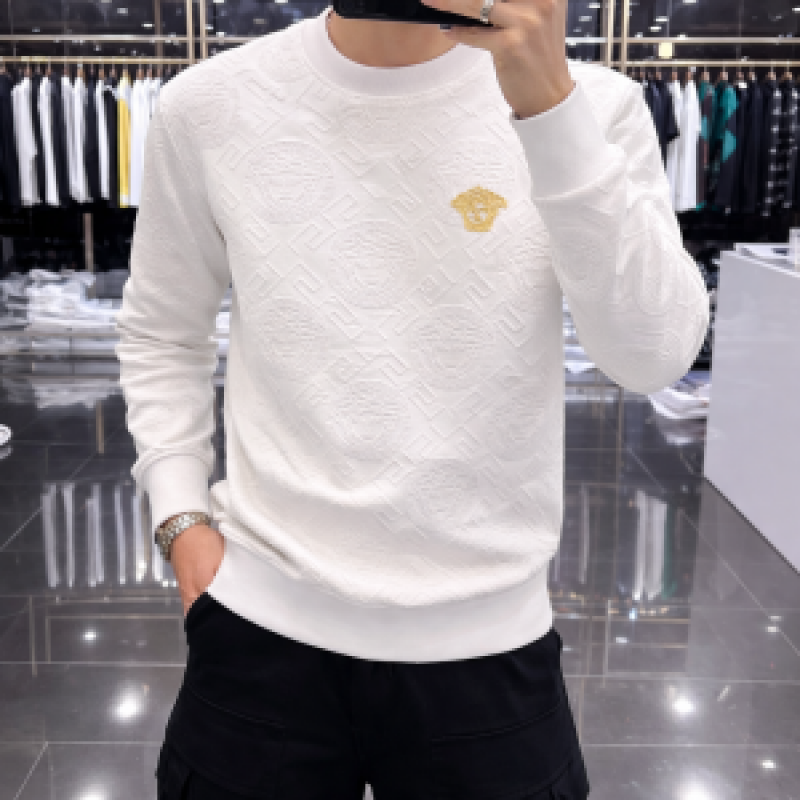 Versace Chest Logo Full Monogram Sweatshirt White