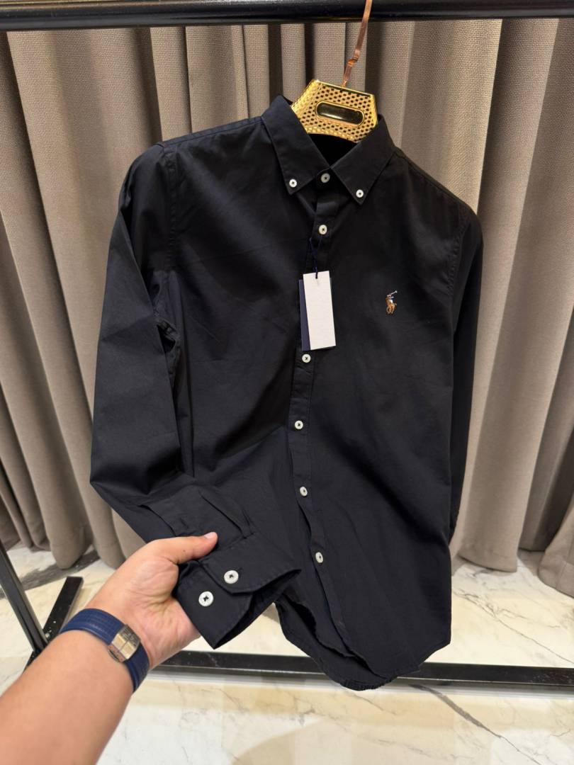 Ralph Lauren Chest Logo Full Sleeves Shirt Black