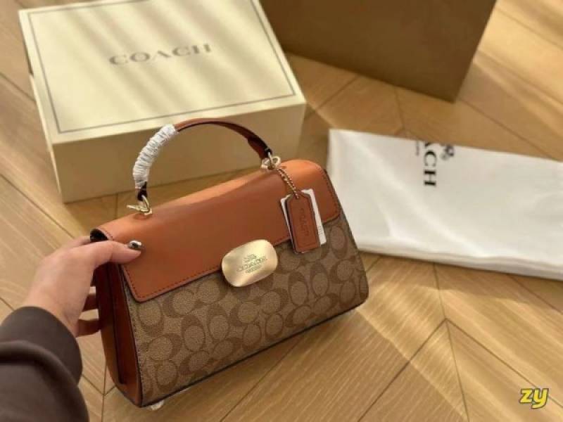 Coach_Eliza_Top_Handle_Premium_Crossbody_Bag_With_OG_Magnetic_Gift_Box_&_Dust_Bag_(Tan_Brown-912)