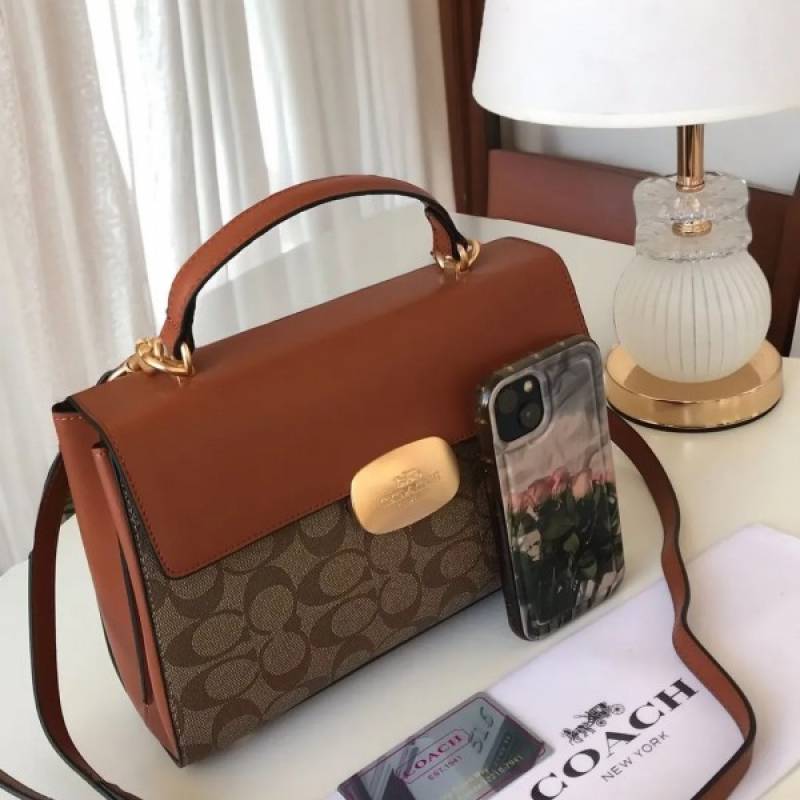 Coach_Eliza_Top_Handle_Premium_Crossbody_Bag_With_OG_Magnetic_Gift_Box_&_Dust_Bag_(Tan_Brown-912)
