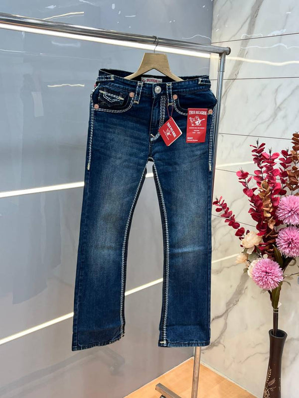 True Religio n Green Shade Boot cut Premium Imported Stretchable lycra fabric Denim with back flap pocket Design Denim 3881