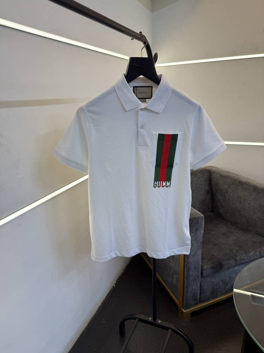 Gucci imported polo tshirt white with pocket