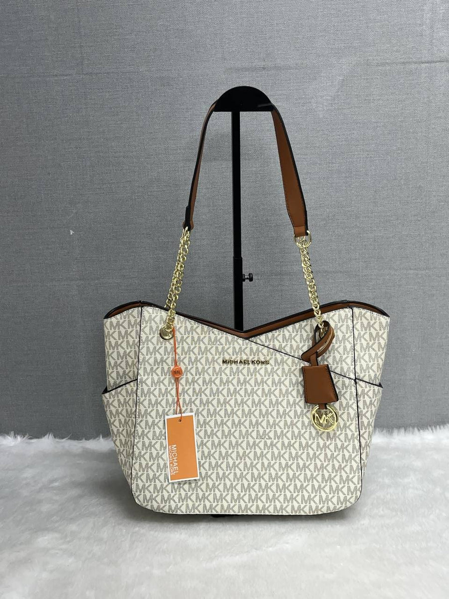 Michael Kors_Beige-Brown_Chain_Tote_With_DustCover_Premium_Quality