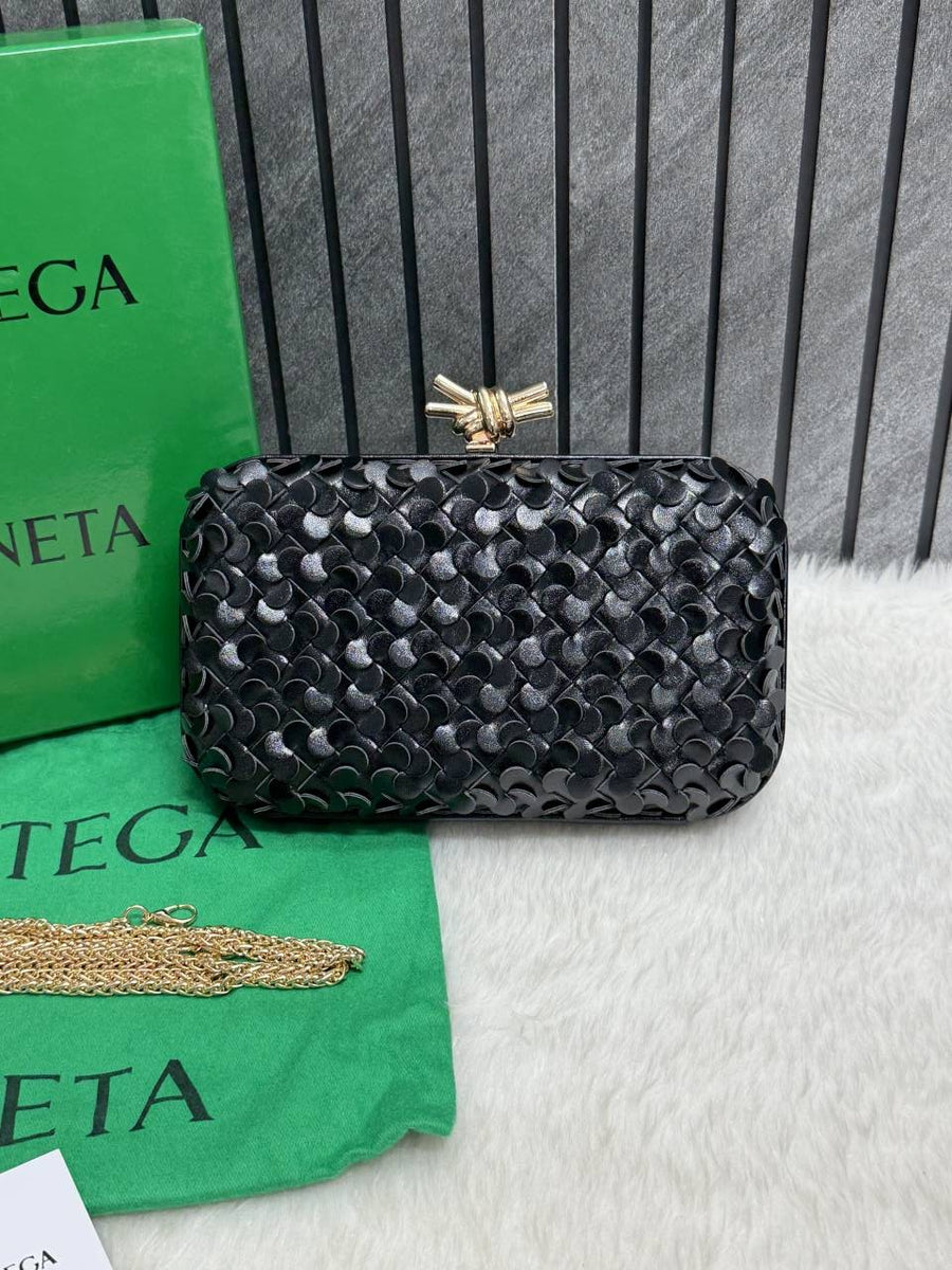 Bottega_Veneta_Black_67_Knot_Leather_Clutch_With_OriginalBox_DustCover_Highend