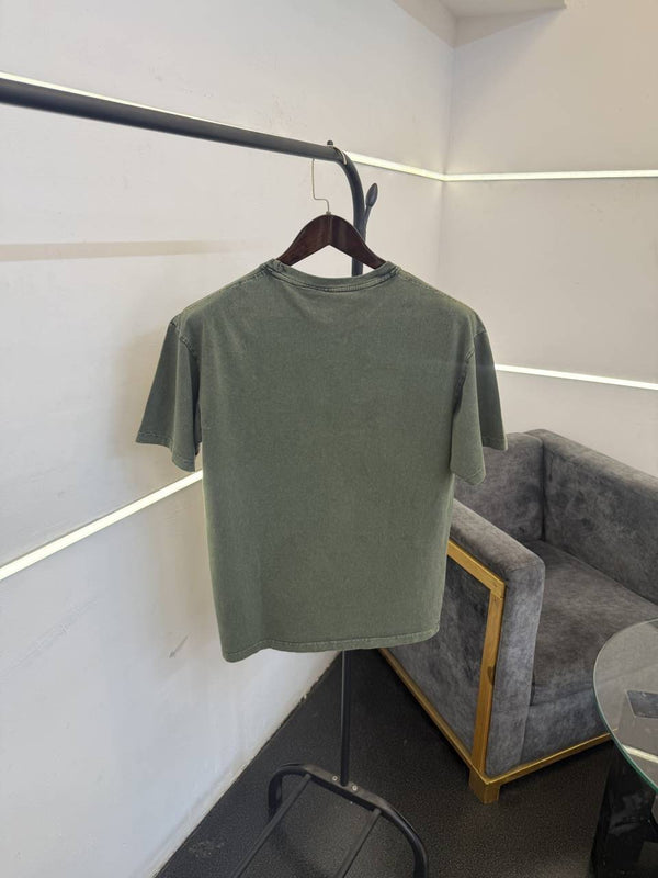 Chrome heart carbon green acid wash imported round neck tshirt