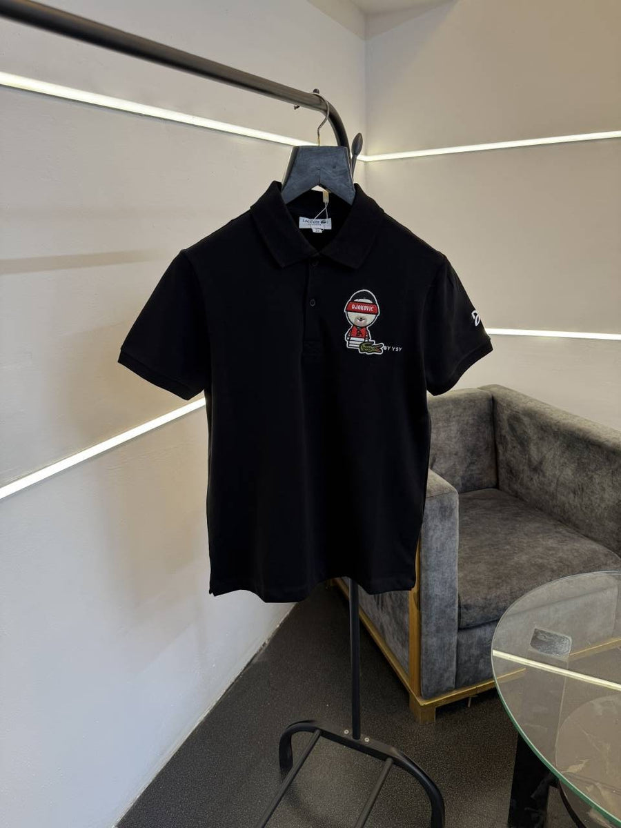 Lacoste luxury imported polo tshirt black sale