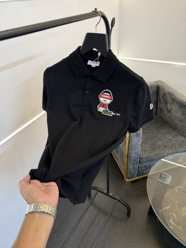 Lacoste luxury imported polo tshirt black sale