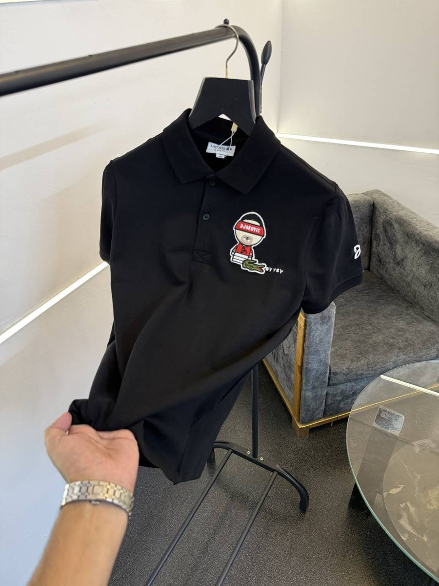 Lacoste luxury imported polo tshirt black sale