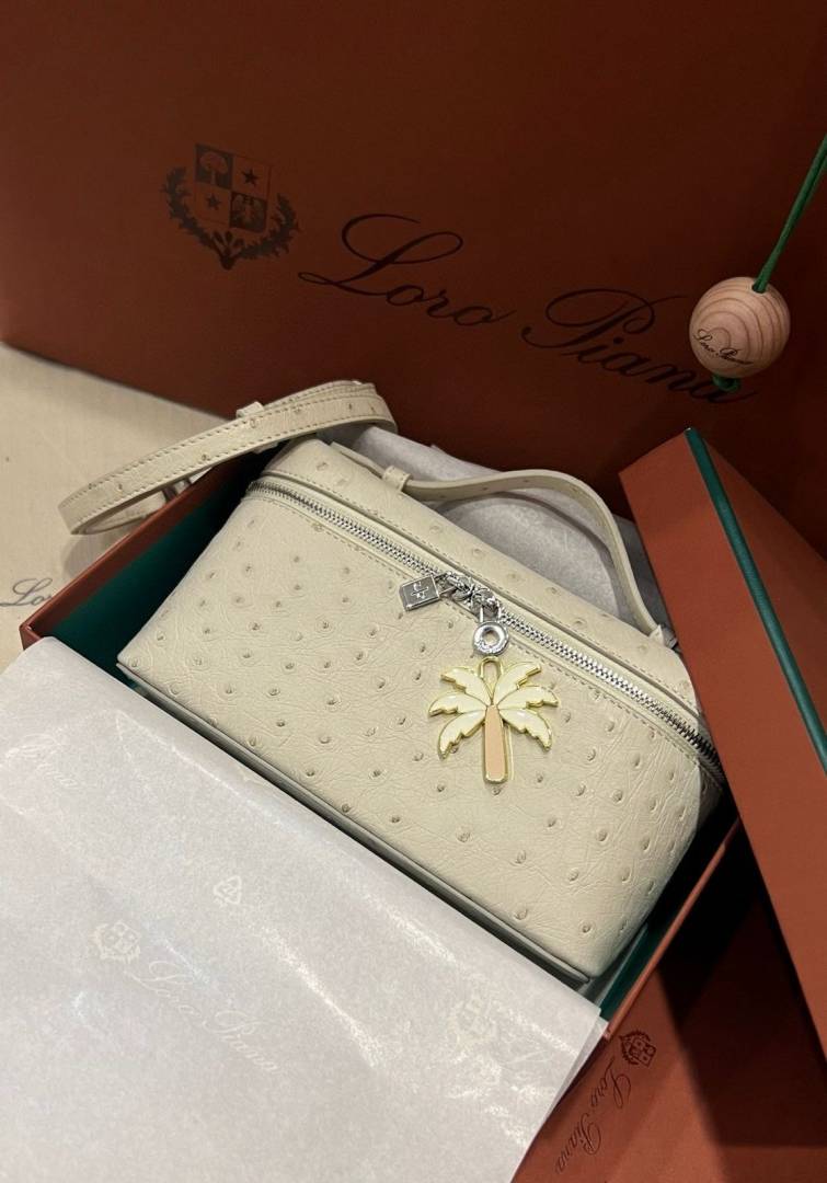 Loro Piana Extra Pocket L19 Ostrich Leather Crossbody Bag With Original Box Dust Cover