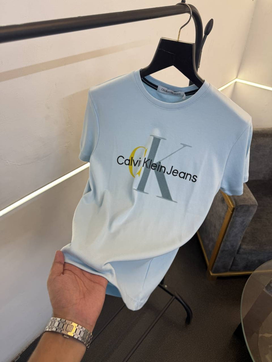 Calvin kline imported round neck tshirt sky blue sale