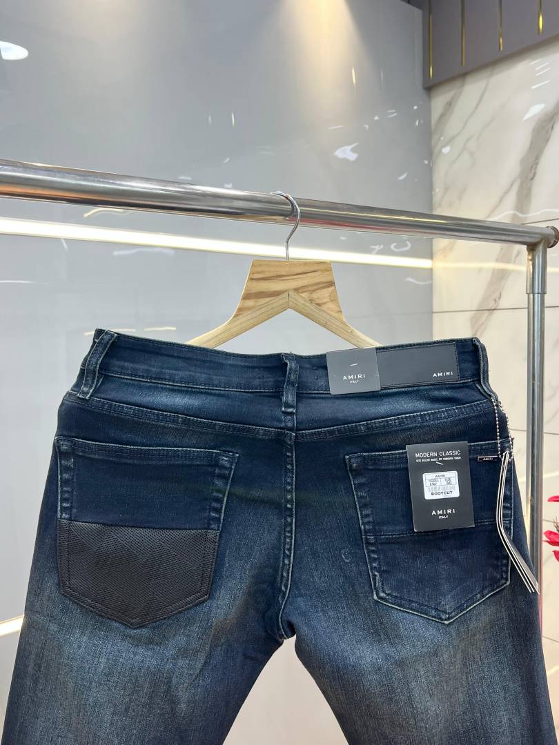 Amiri Green Shade Boot Cut Premium Imported Stretchable Lycra Fabric Denim with Metal Logo 3771