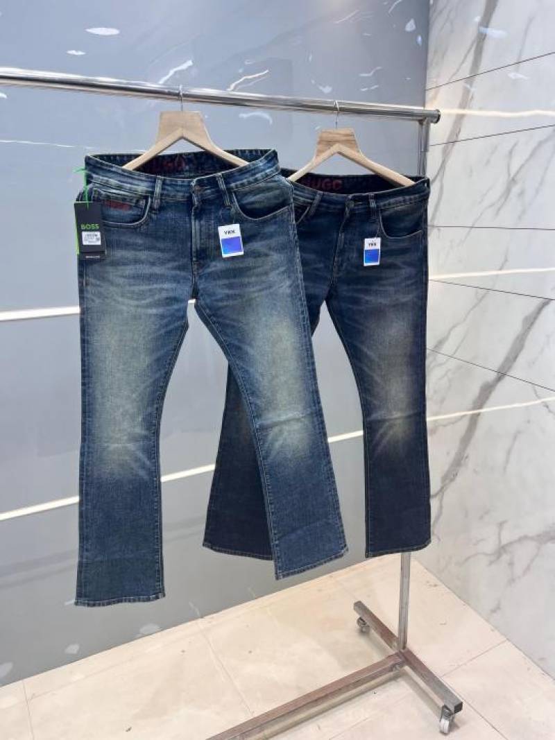 Hugo Bos Dark Shade Premium Imported Stretchable Lycra Fabric Boot Cut Denim with Emboss Design 2690