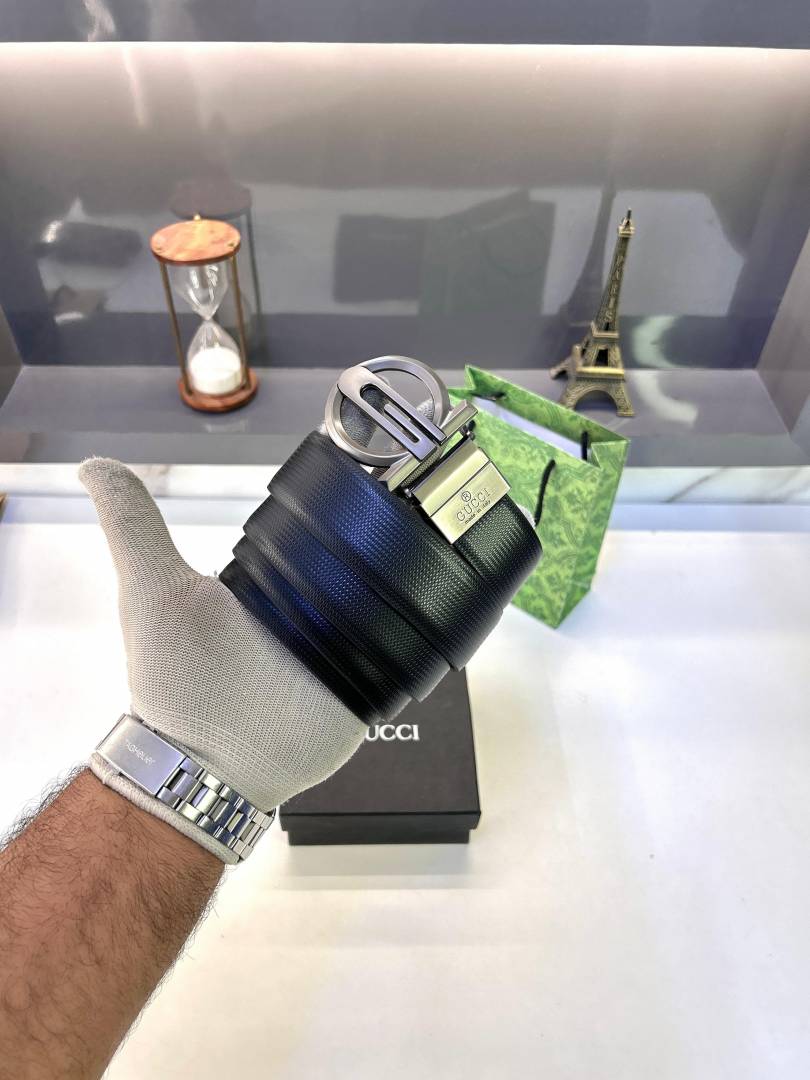 Gucci New Black Grey Belt Fa 346
