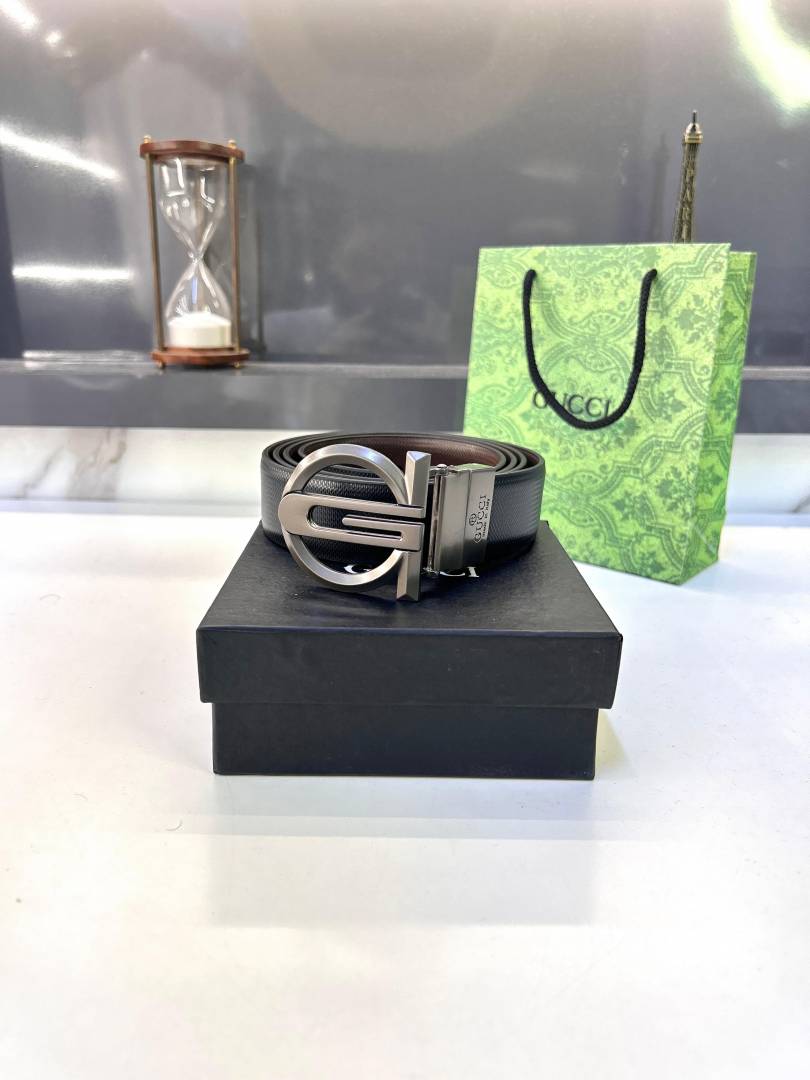 Gucci New Black Grey Belt Fa 346