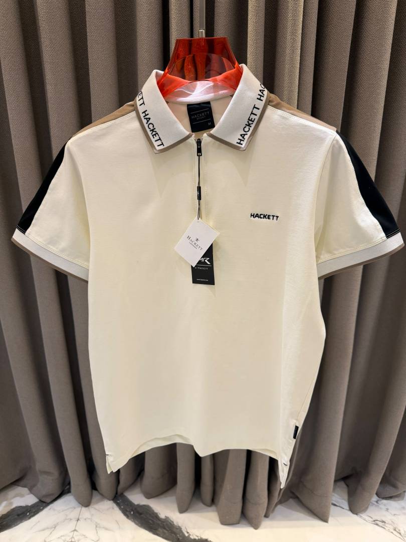 Hackett Chest Logo Box Pack Polo T-shirt Cream