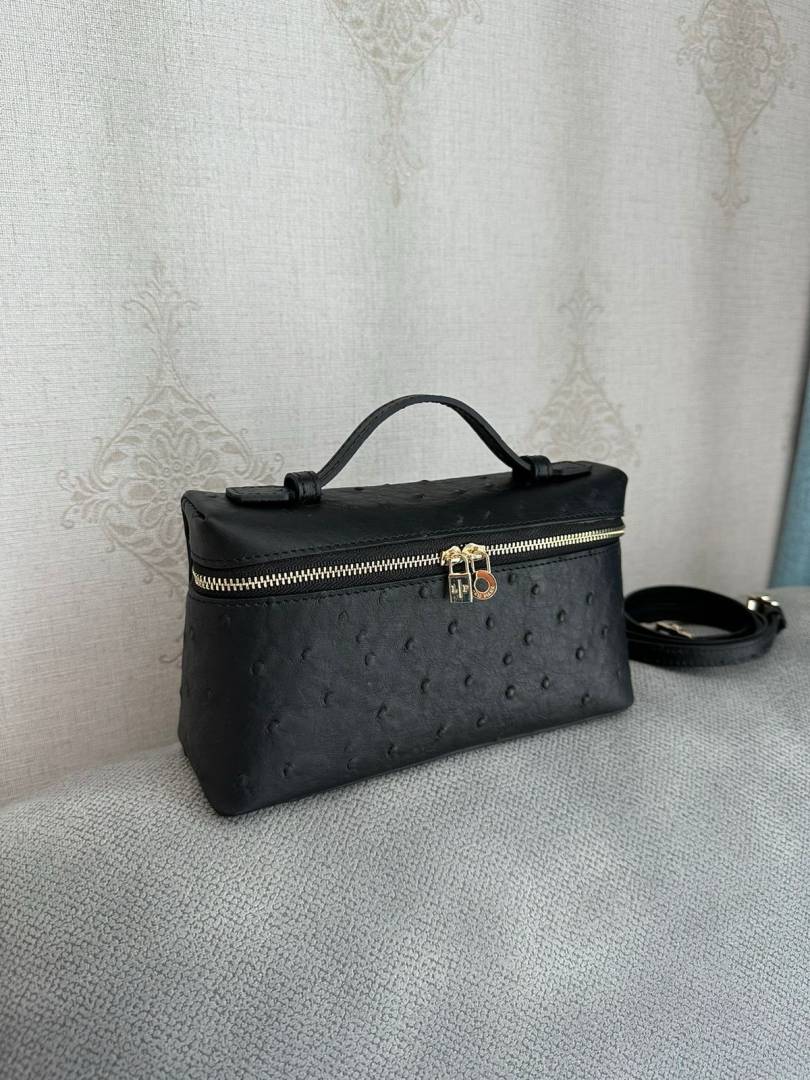 Loro Piana Extra Pocket L19 Ostrich Leather Crossbody Bag With Original Box Dust Cover