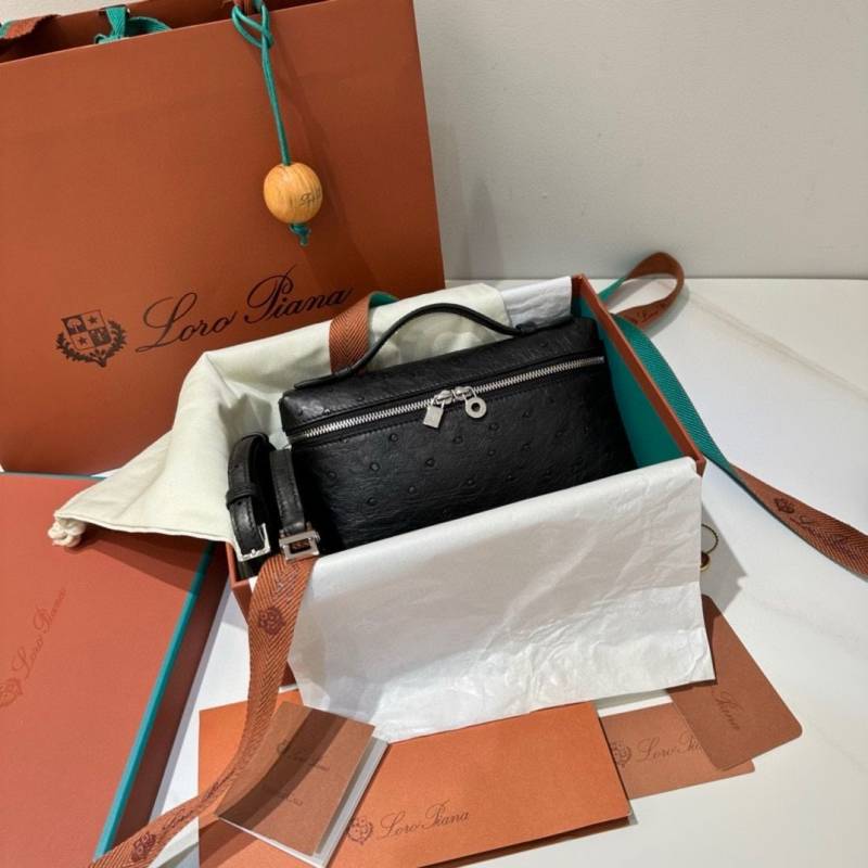 Loro Piana Extra Pocket L19 Ostrich Leather Crossbody Bag With Original Box Dust Cover