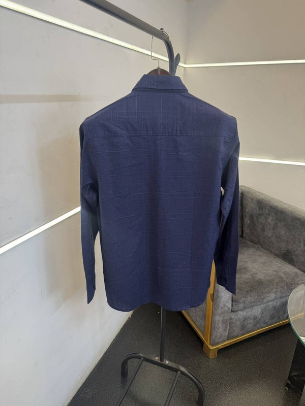 Heermes linen cotton imported shirt blue