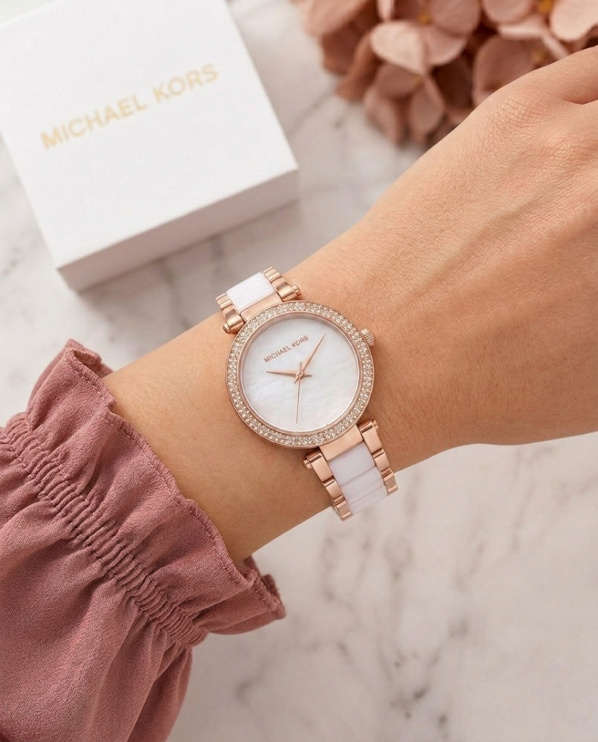 Michael Kors Parker Pave White