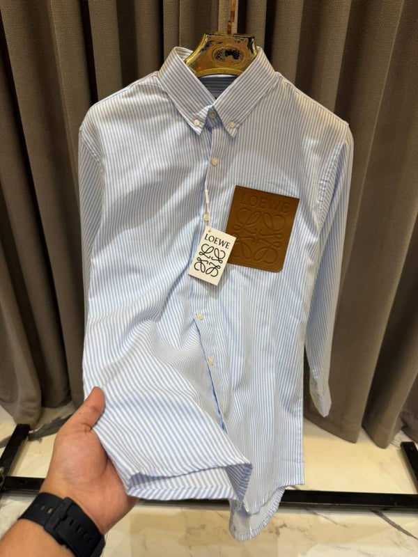 Loewe Chest Patch Premium Full Sleeves Shirt Sky
