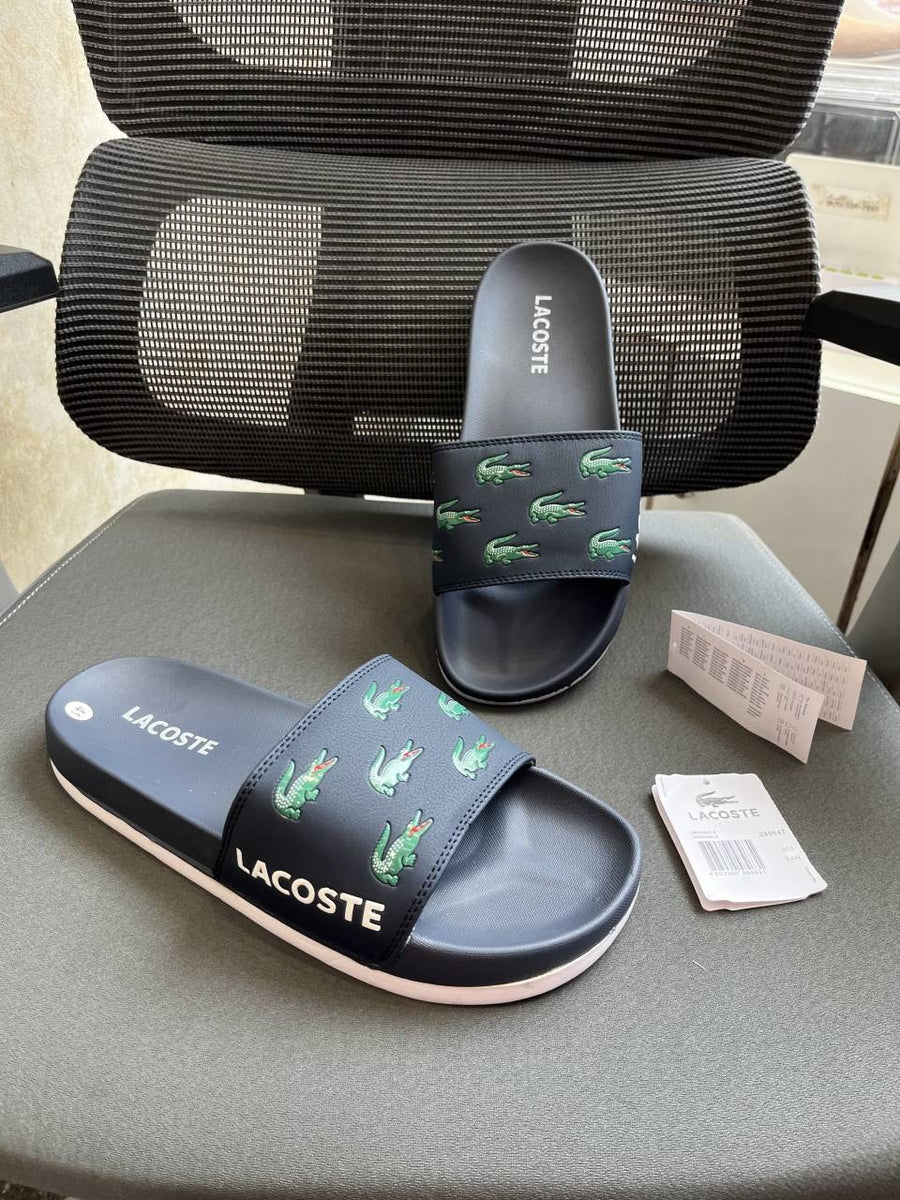 Lacoste Logo Comfort Slides Navy Blue