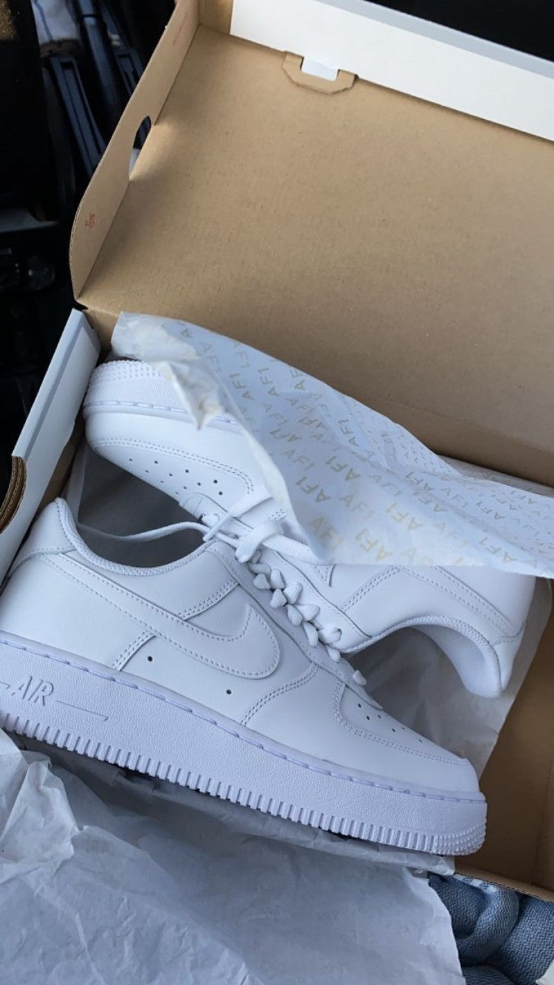 .Nikke airforce 1 white pure leather heavy quality with dust bag 1884