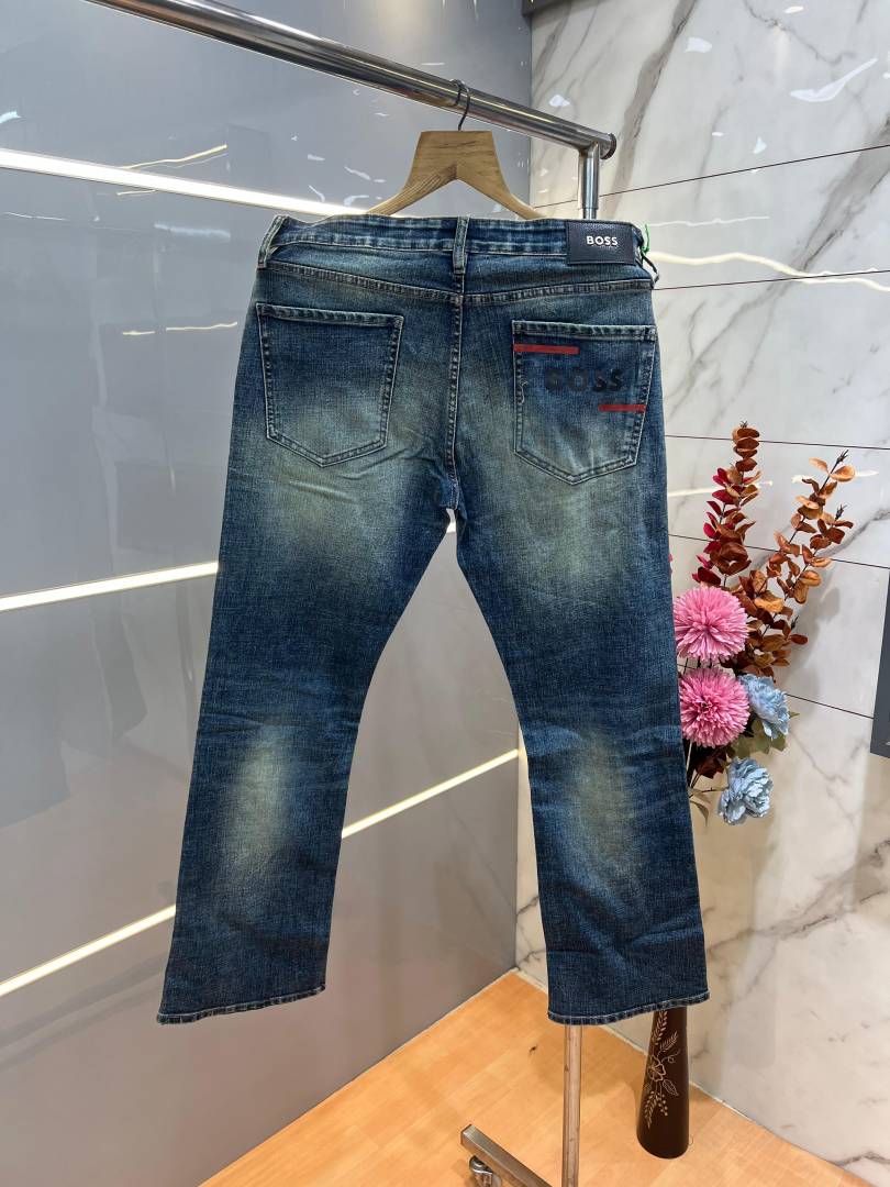 Hugo Bos Light Shade Premium Imported Stretchable Lycra Fabric Boot Cut Denim with Emboss Design Sale Offer 1043