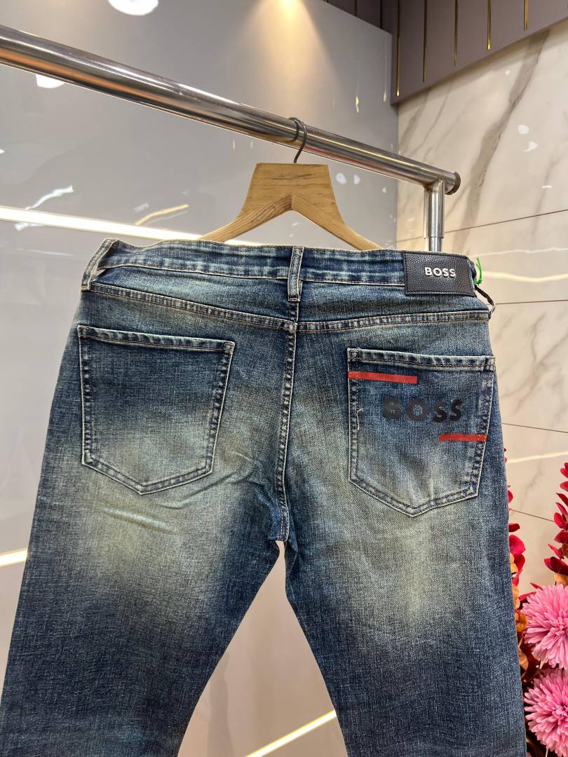 Hugo Bos Light Shade Premium Imported Stretchable Lycra Fabric Boot Cut Denim with Emboss Design Sale Offer 1043