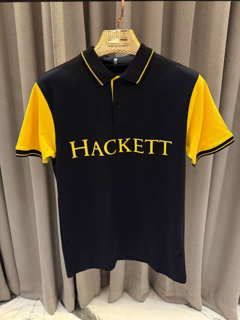 Hackett Middle Brand Print Polo T-shirt Black Yellow