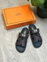 Hermes Chypre Soft Comfort Brown Black Sandal