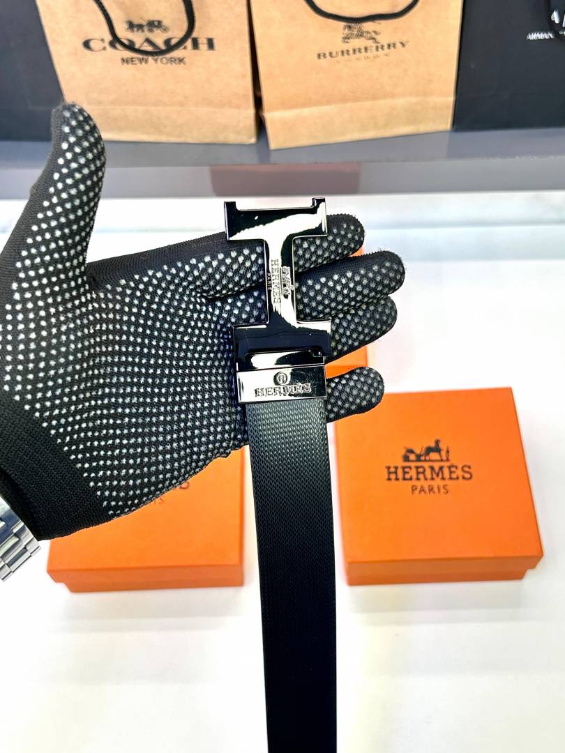 Hermes Paris Glossy Black Belt FA 116