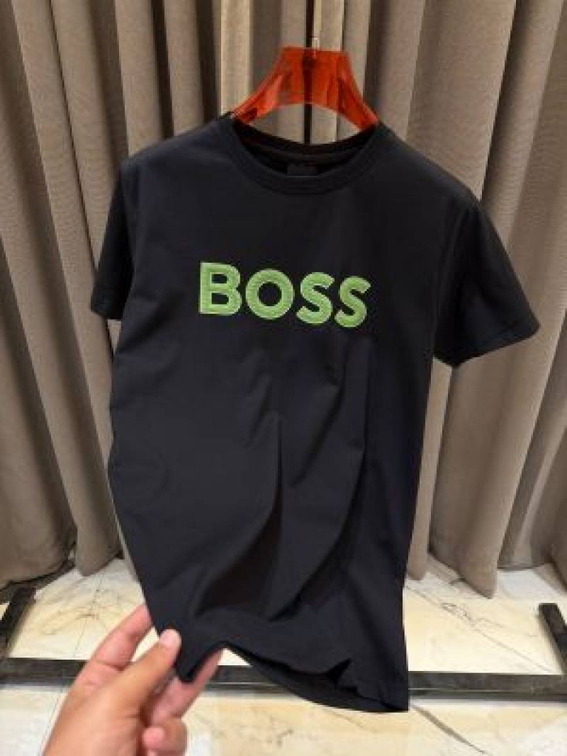 Boss Middle Brand Logo Round Neck T-shirt Black