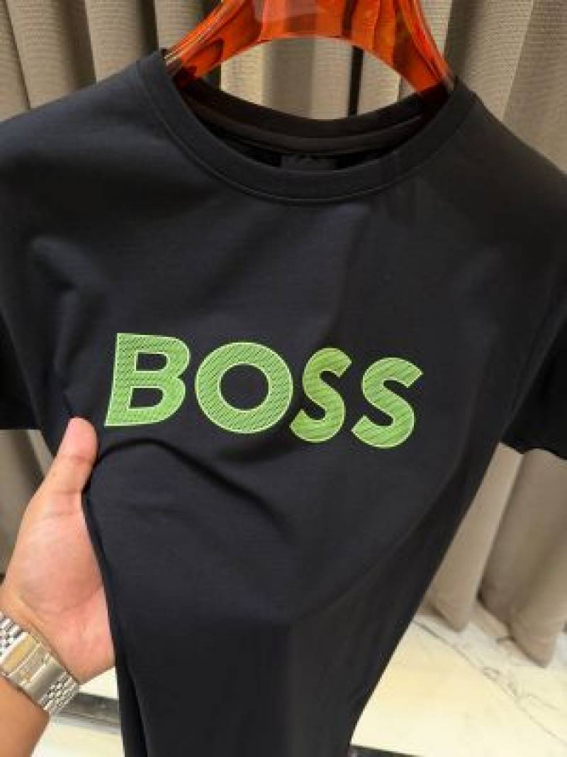 Boss Middle Brand Logo Round Neck T-shirt Black