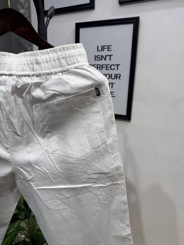 Zarra Summer imported linen trouser white