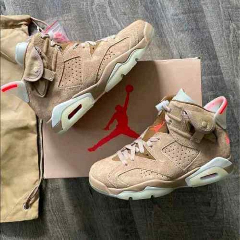 Travis Scott x Air Jordan 6 AJ6-British Khaki With accessories