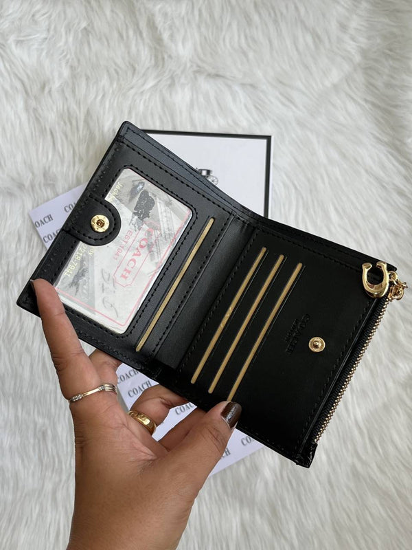 Coach Snap Wallet Black Mini With Original Box dustCover