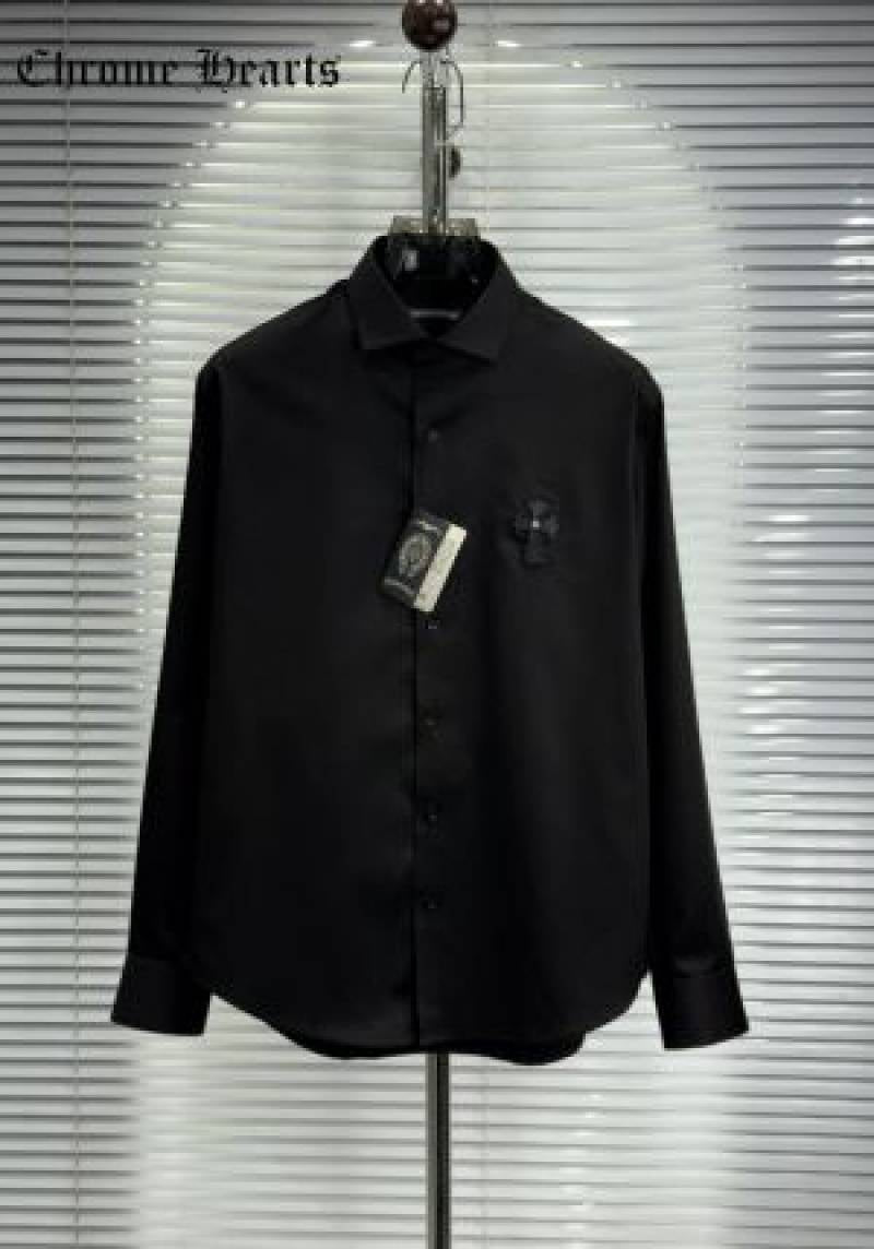 Chrome Heart Chest Logo Full Sleeves Shirt Black