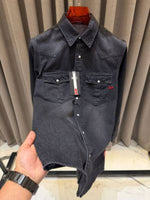 Diesel Denim Shirts Charcoal Grey